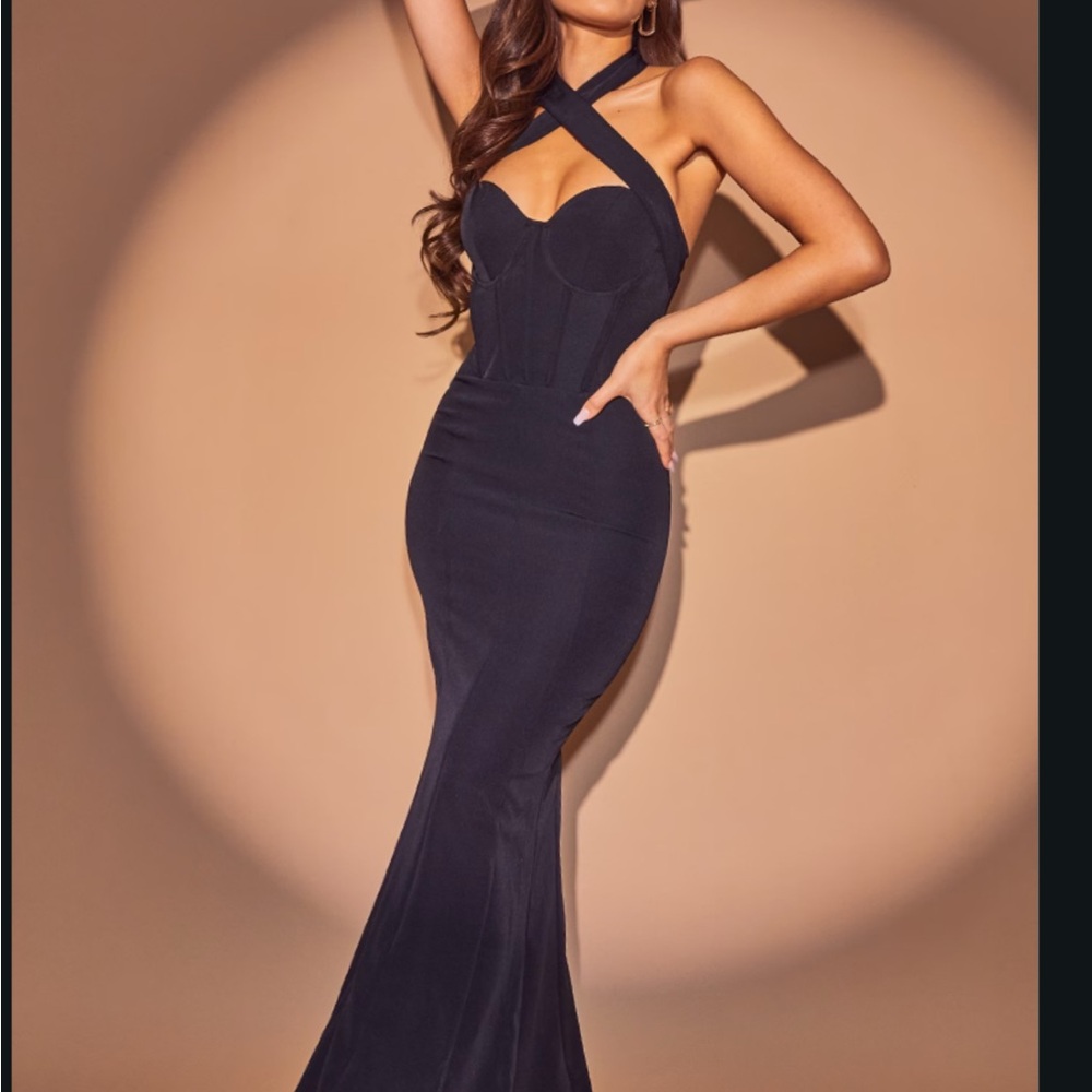 Elegant Black Halter Dress